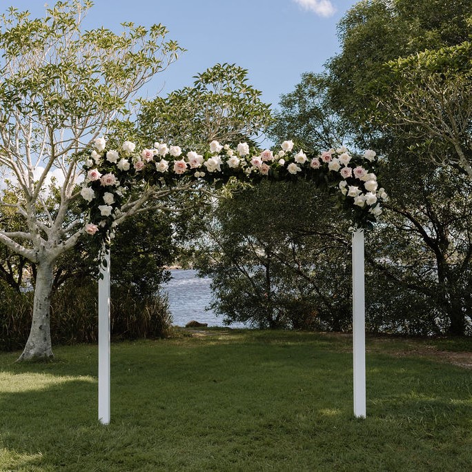 White timber arbour