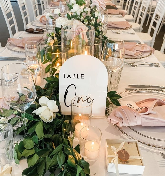 White acrylic table numbers