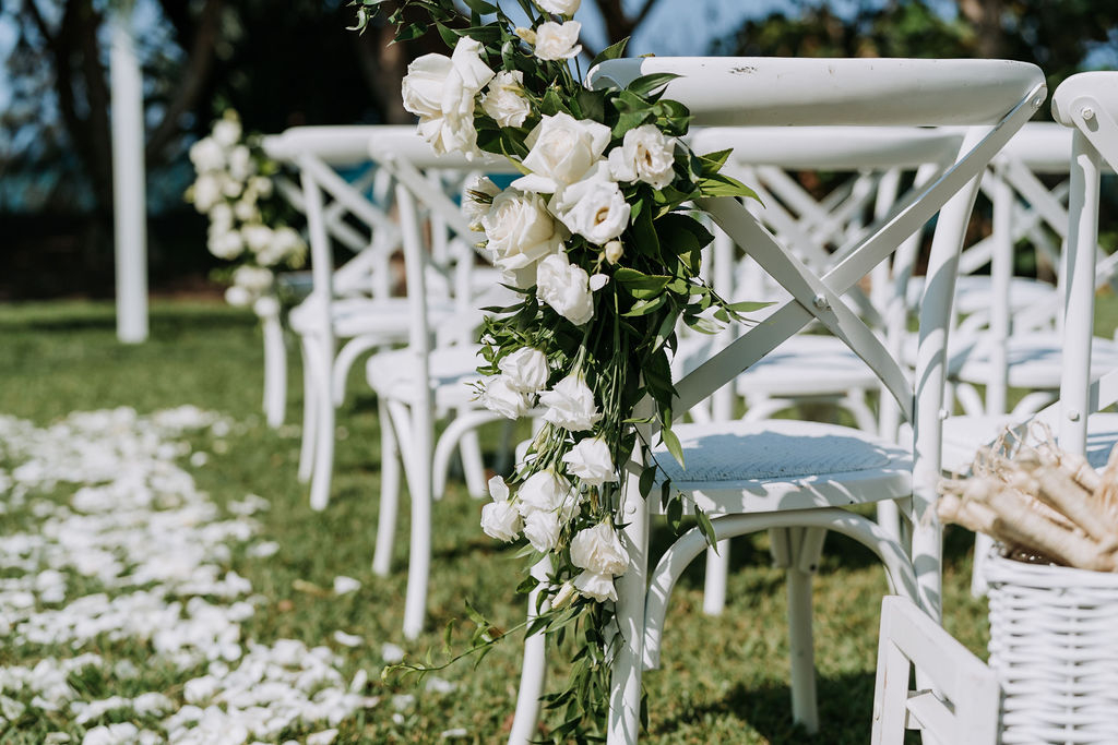 white hampton chair with floral