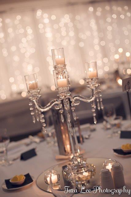 Crystal candelabras with votives