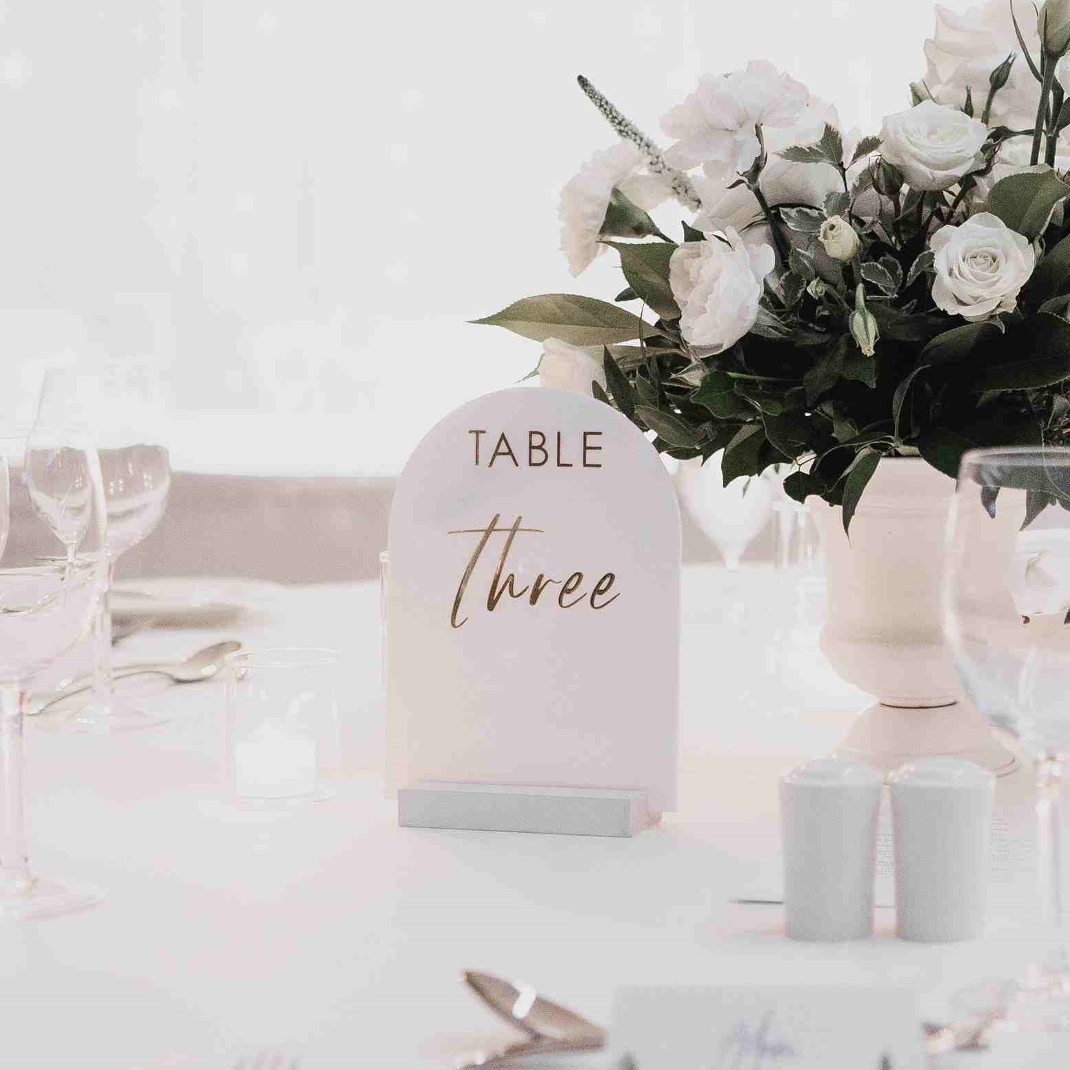 White acrylic table numbers