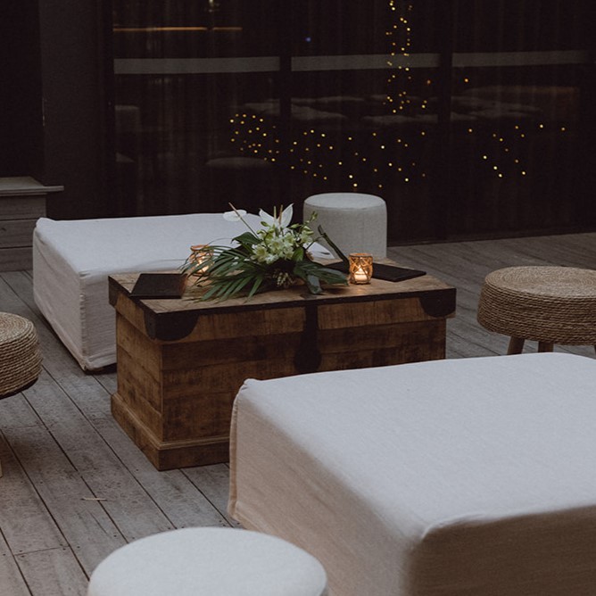 Wooden trunk table