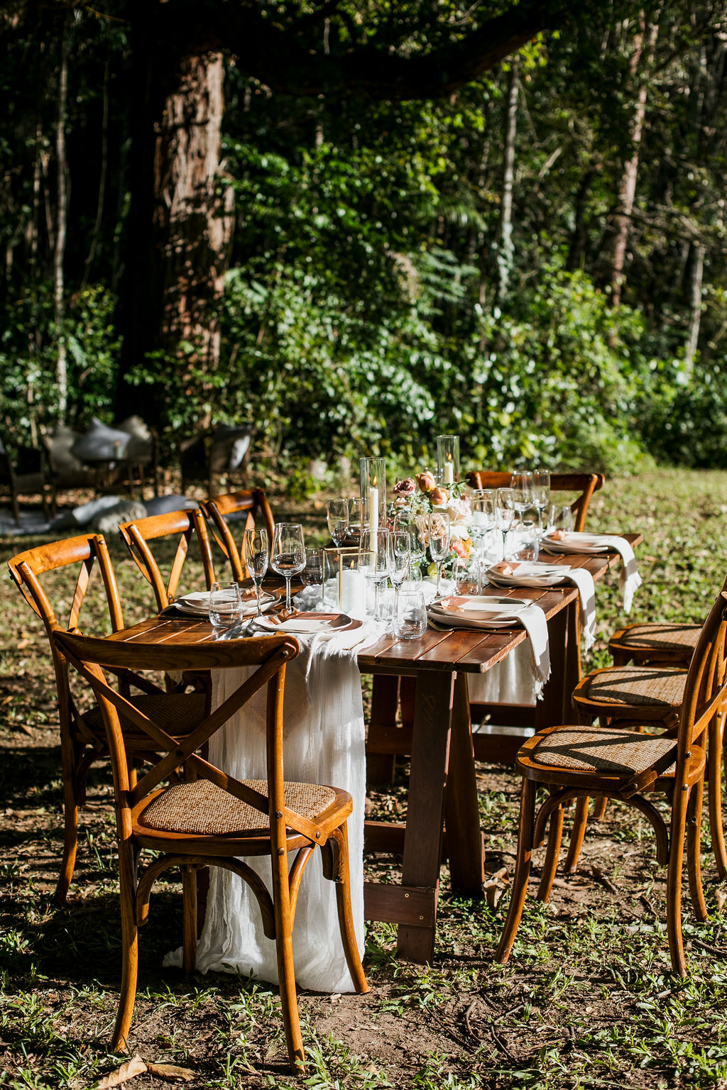 Natural hampton Chairs and dining trestle