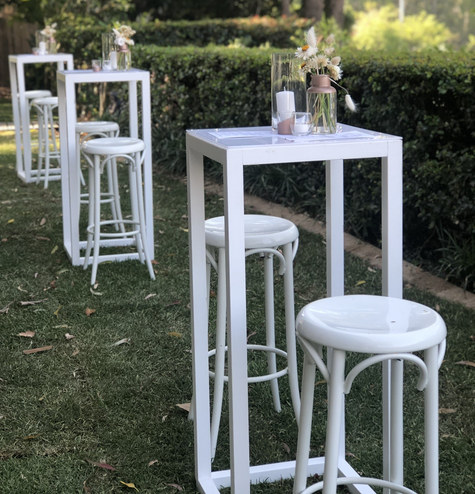 White open dry bars and bentwood stools