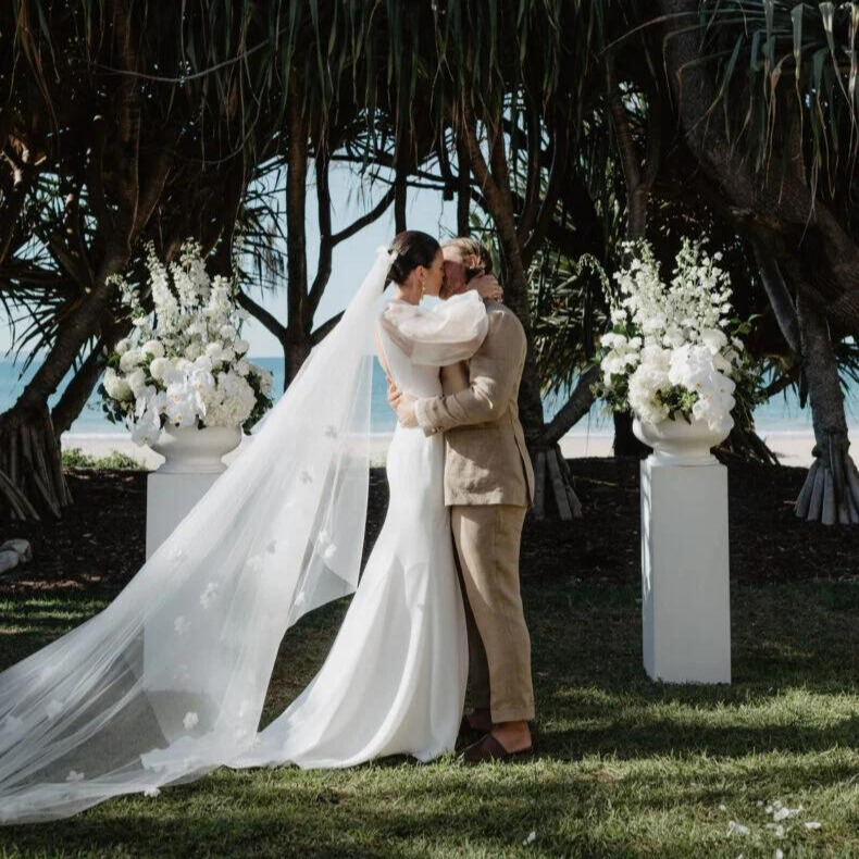 White timber plinths ceremony