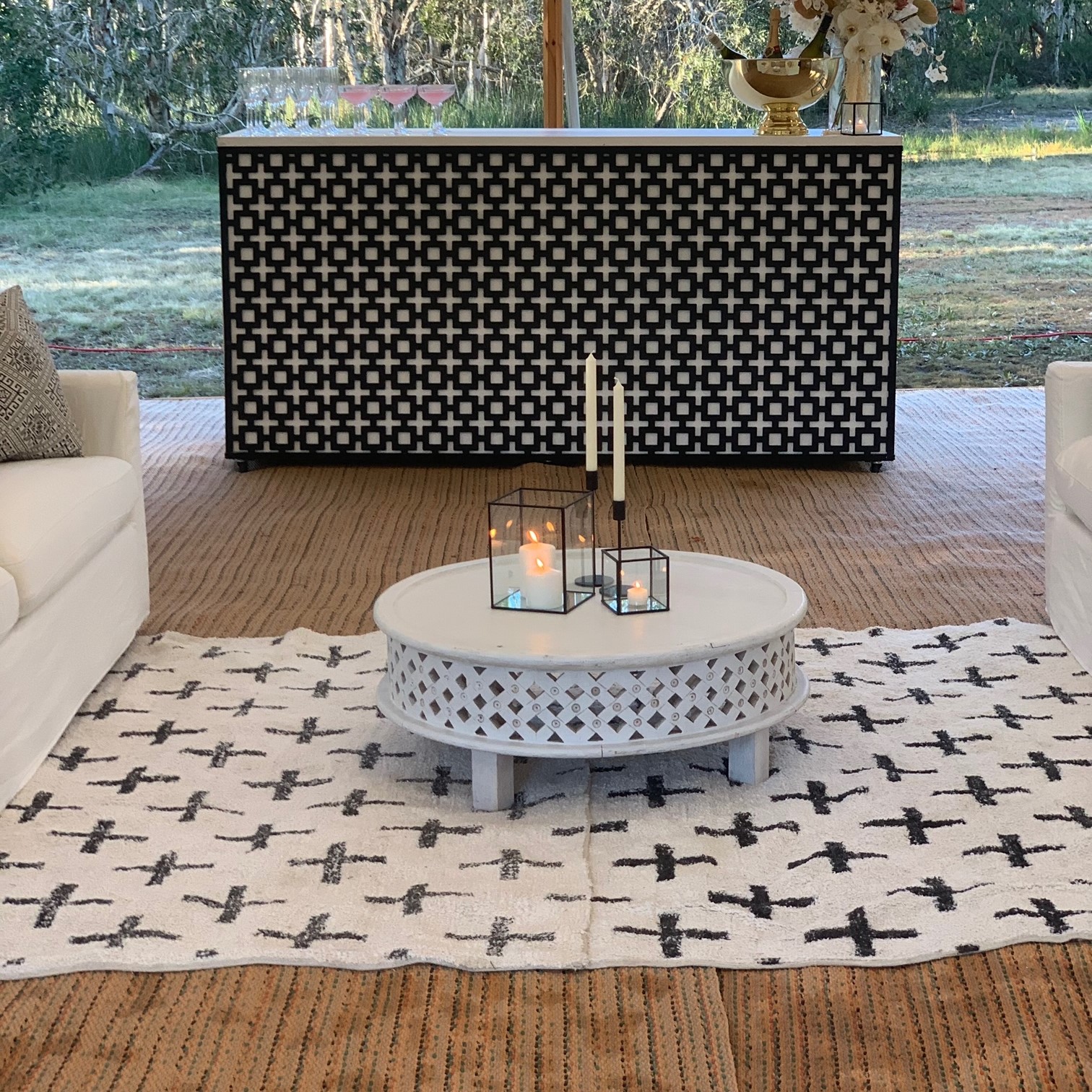 black and white rug