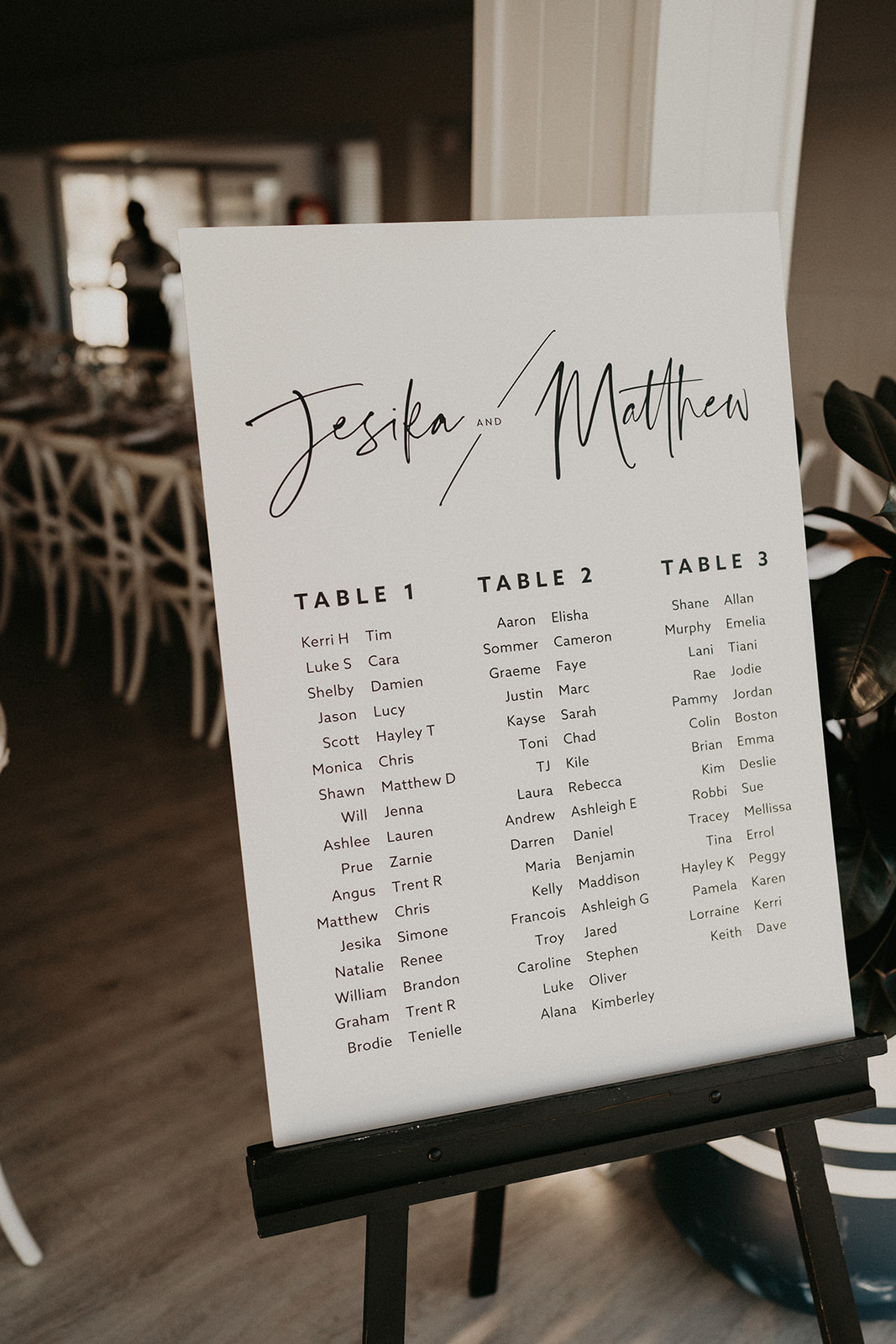 Black and White Seating chart