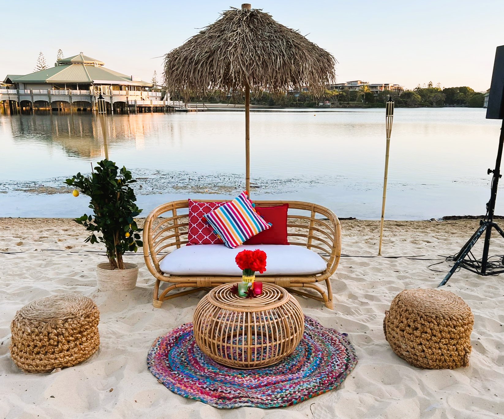 Islander lounge and seagrass umbrella