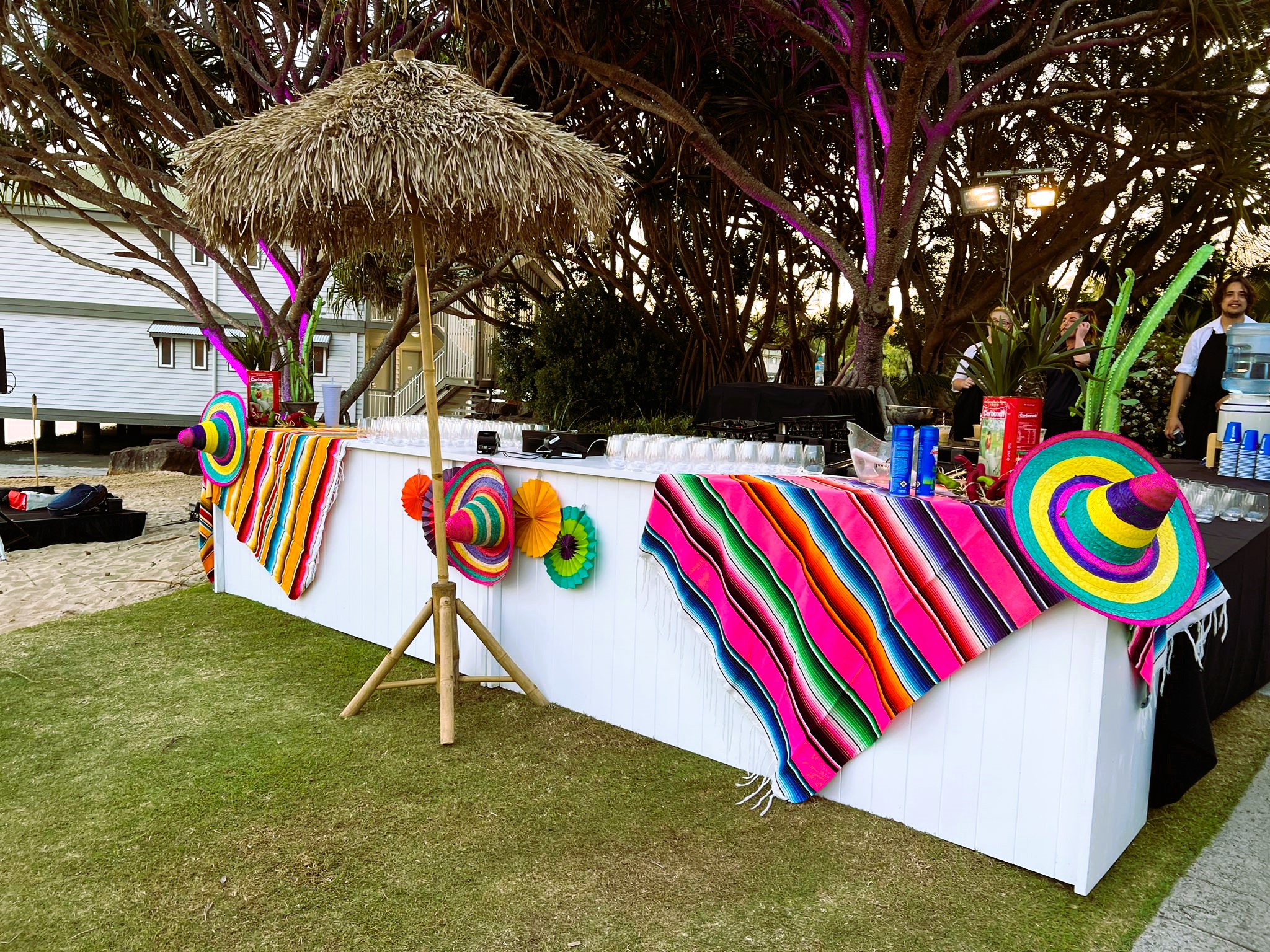 mexican bar and seagrass umbrella