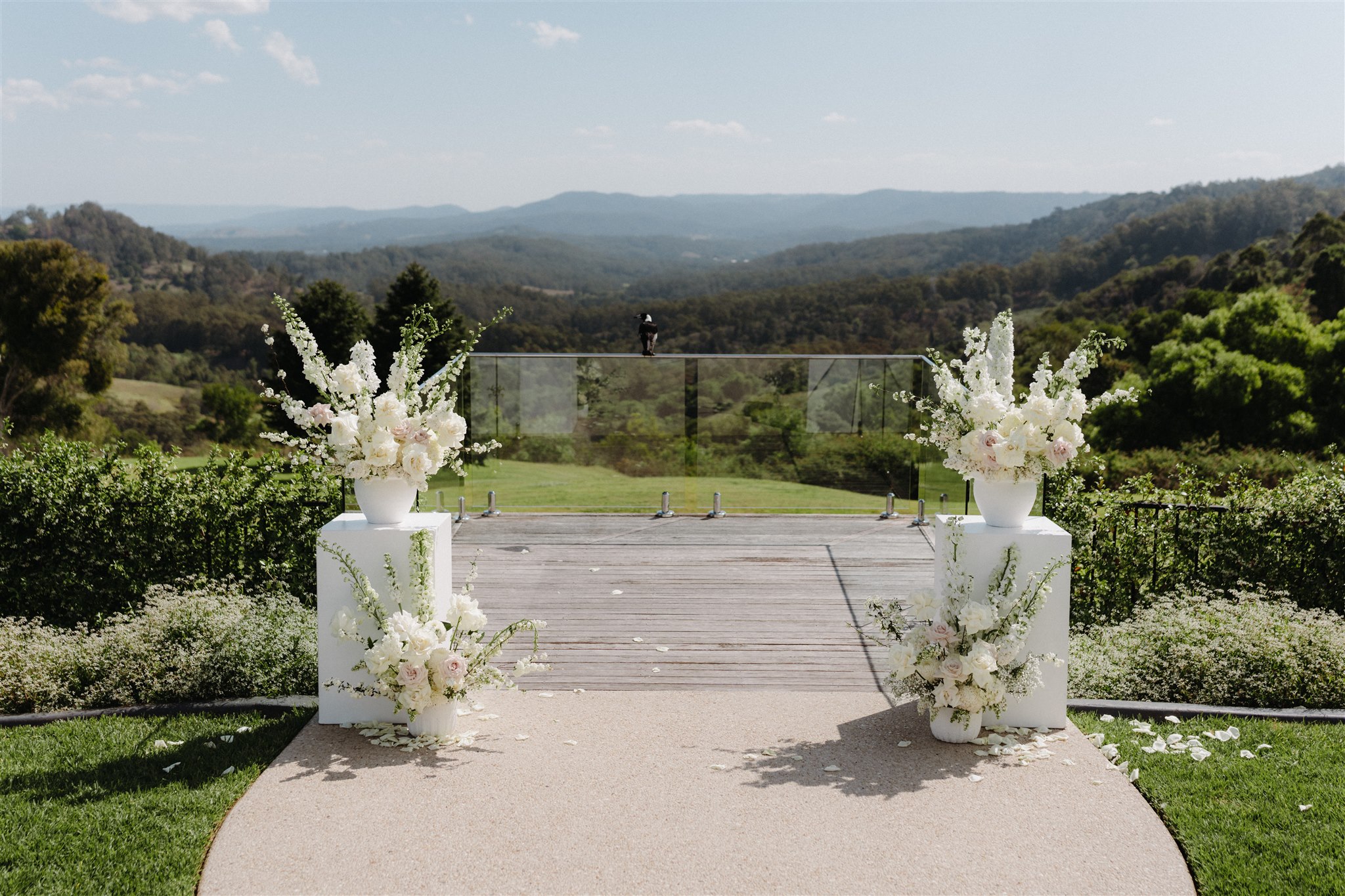 small white plinths