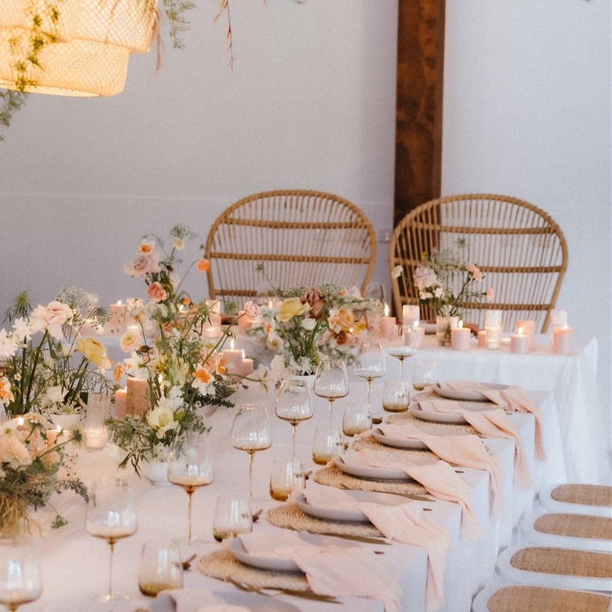 Natural peacock chairs - bridal table