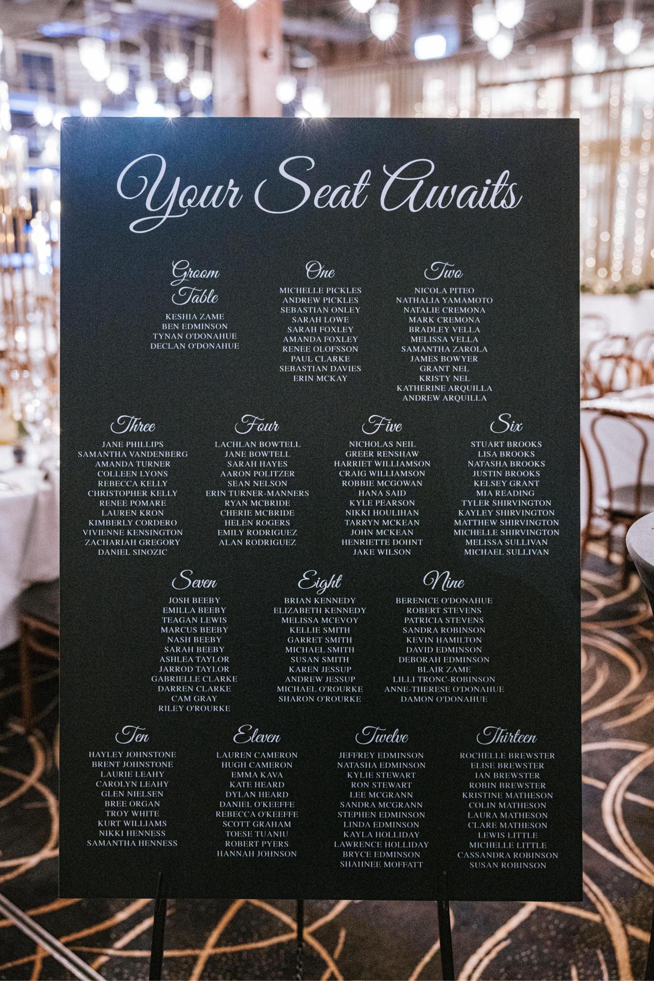 Black and White Seating chart