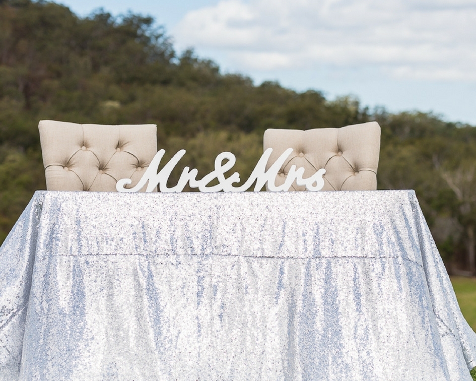 Hire Silver sequin square tablecloth 