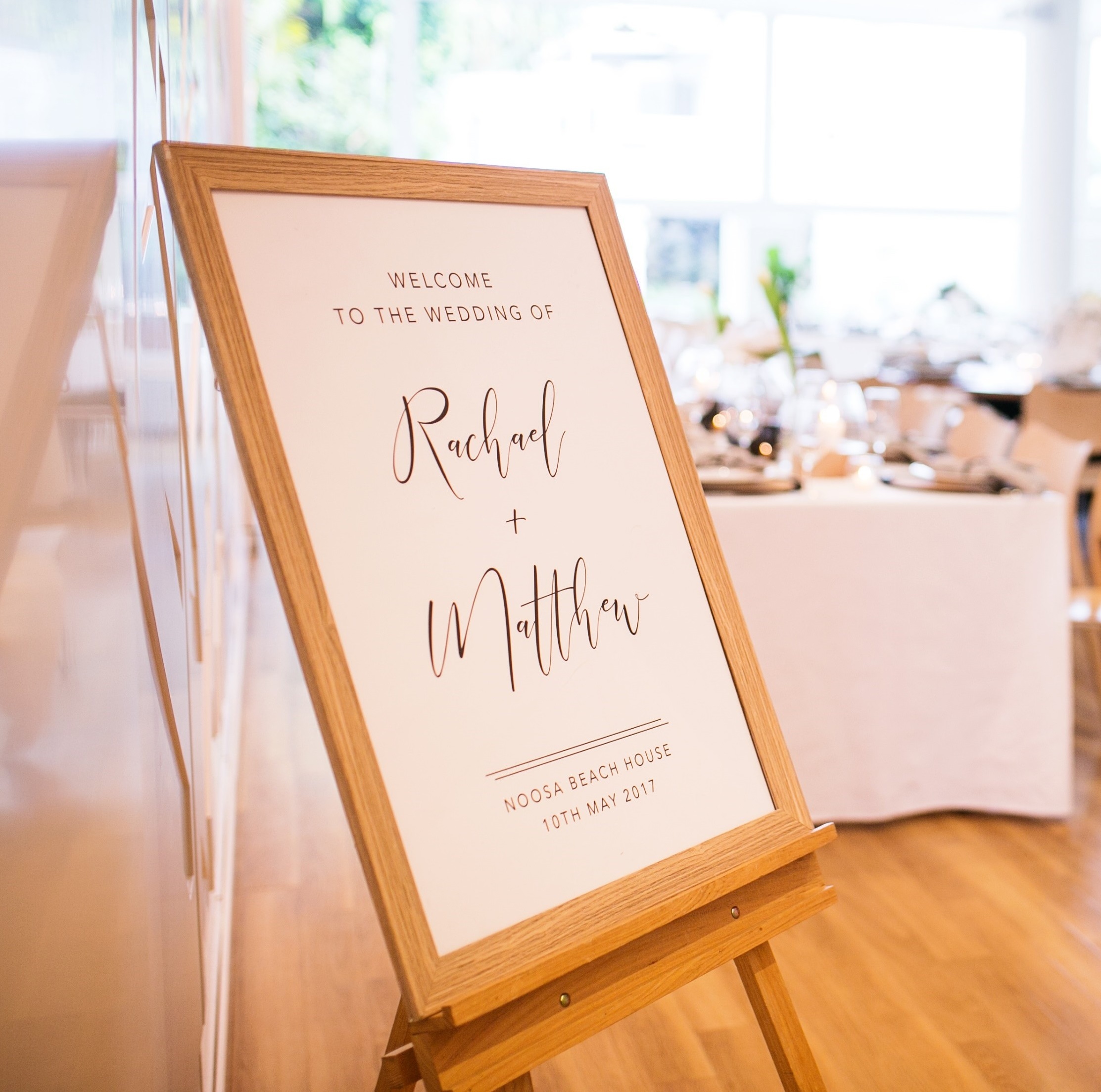 Hire Welcome sign with timber frame on easel 