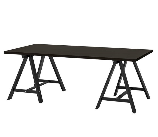 Hire Black timber trestle table 