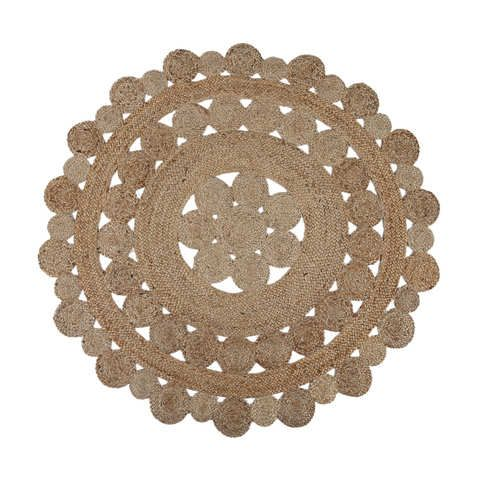 Hire Decorative round jute rug 