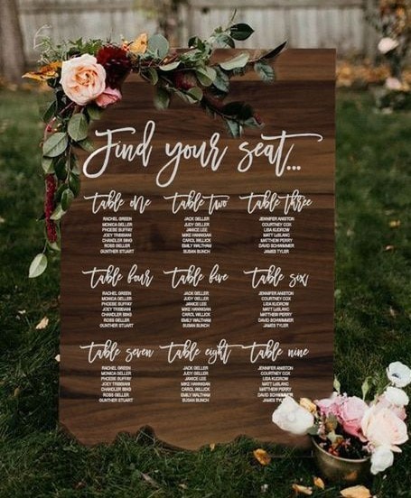 Hire Natural Plywood Seating Plan on Easel 