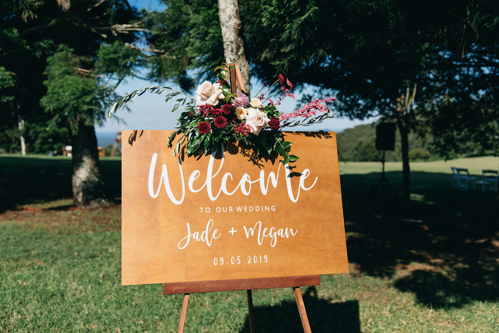 Hire Natural plyboard welcome sign on easel 