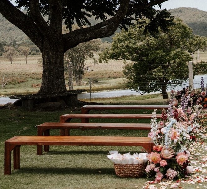 Hire Natural wooden benches 