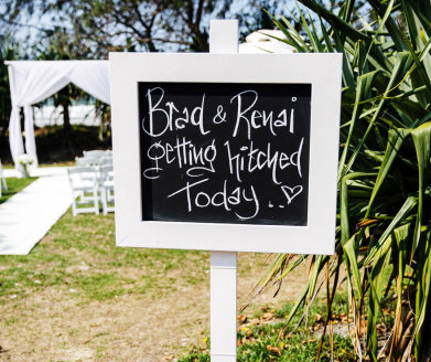 Hire White Wooden blackboard sign 