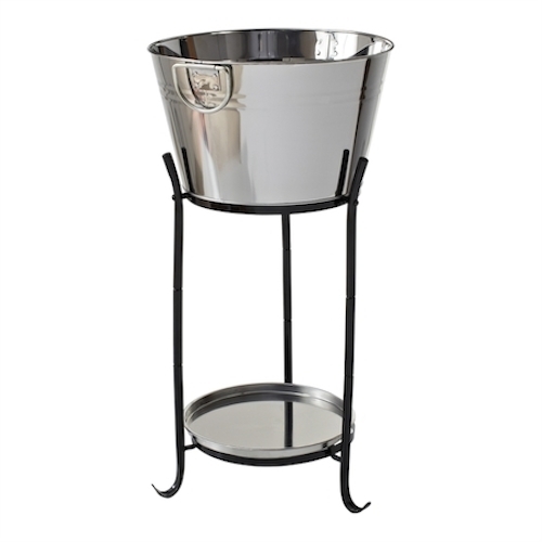 Hire Stainless steel drinks tub on stand with ice 