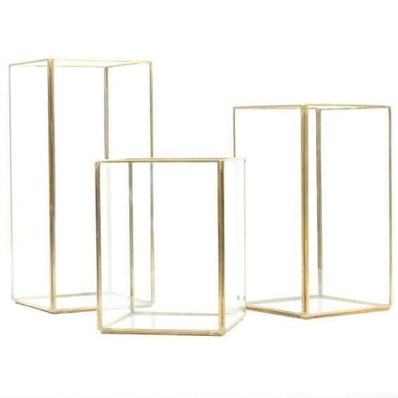 Hire Gold frame glass lantern - set of 3 