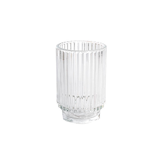 Hire Ribbed glass candle holder 