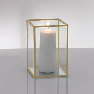 Hire Gold frame glass lantern (small) 