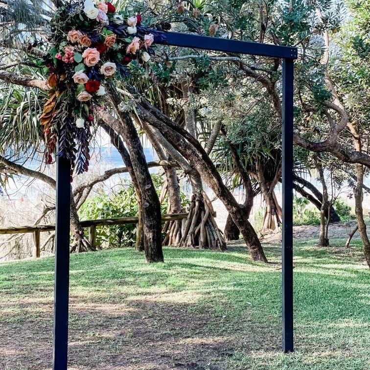 Hire Black timber arbour 