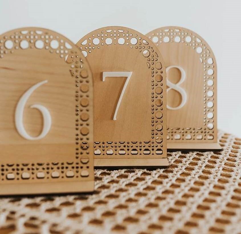 Hire Arched wooden table numbers 