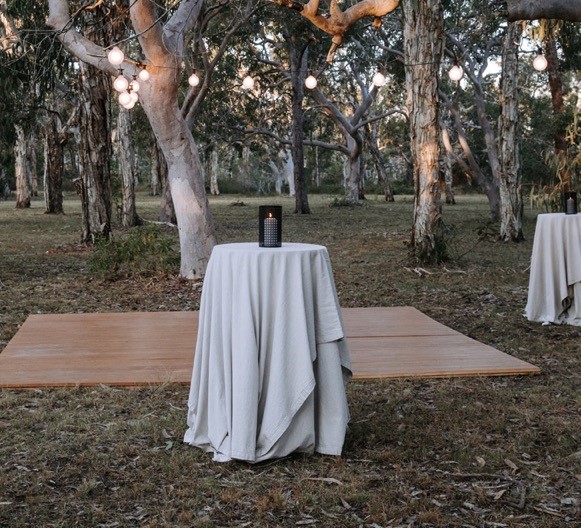 Hire Grey linen cocktail table 