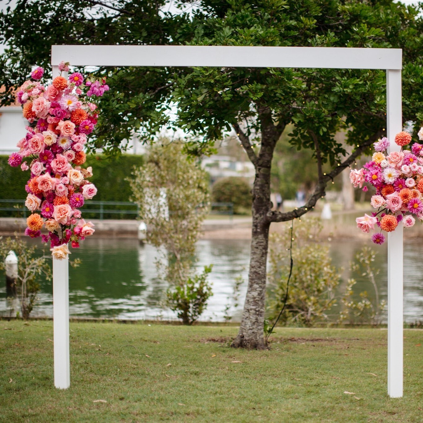 Hire White timber arbour 