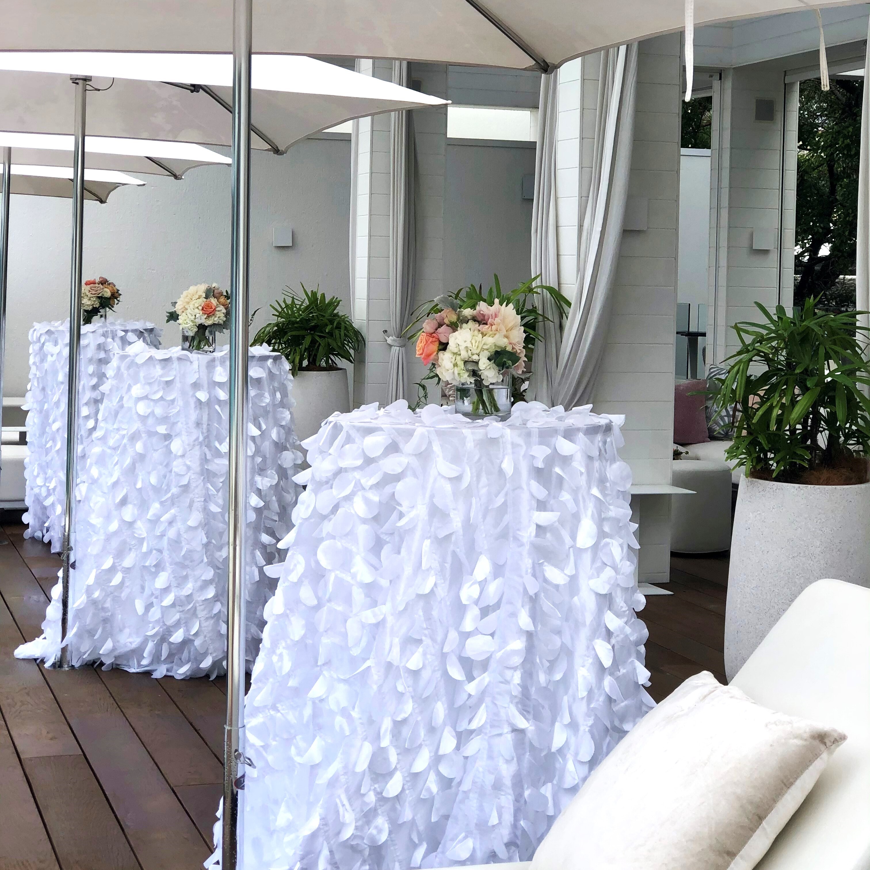 Hire White ruffle cocktail table 