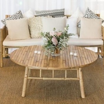 Hire Round bamboo coffee table 