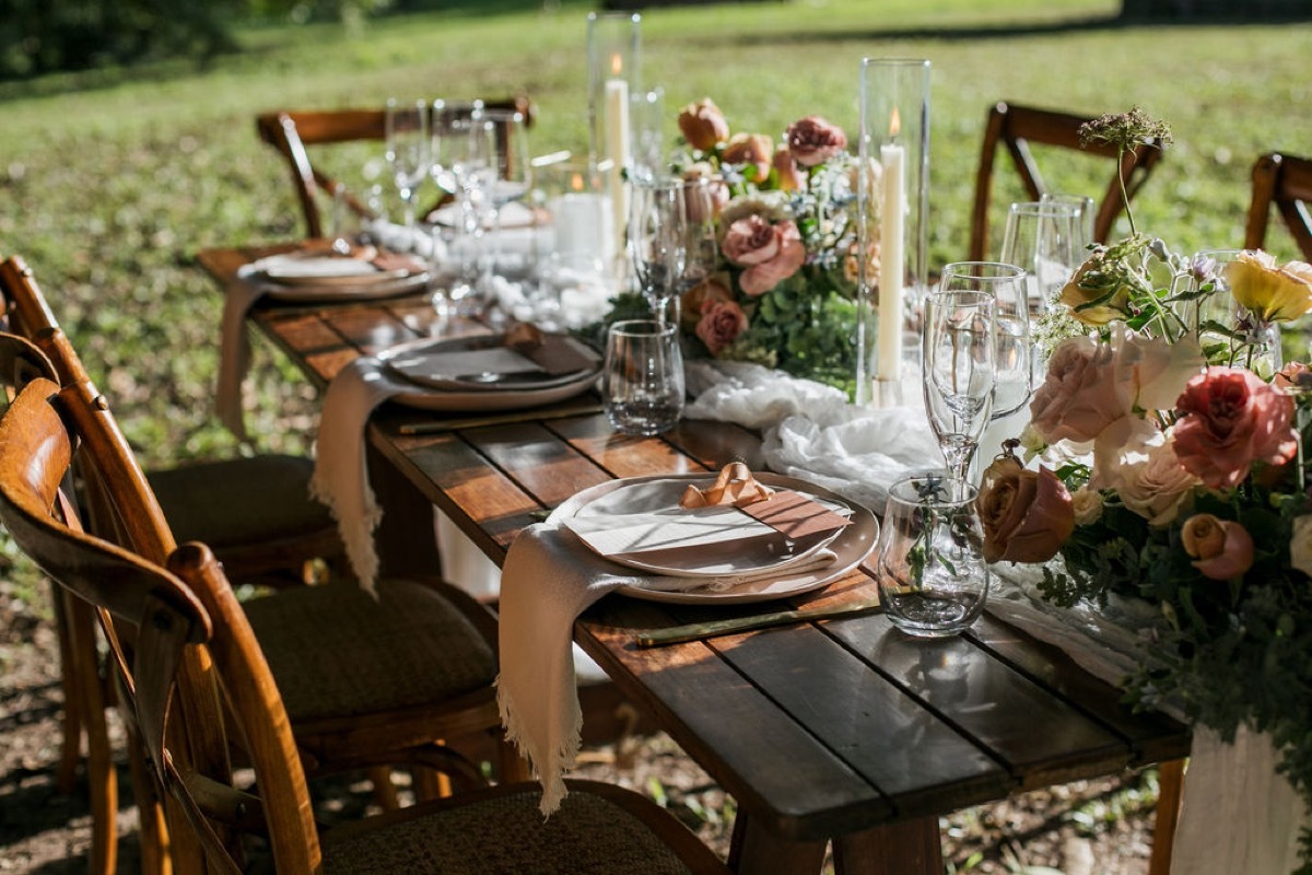 Hire Timber dining trestle table 