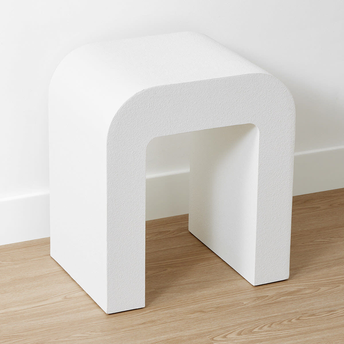 Hire White arched side table 