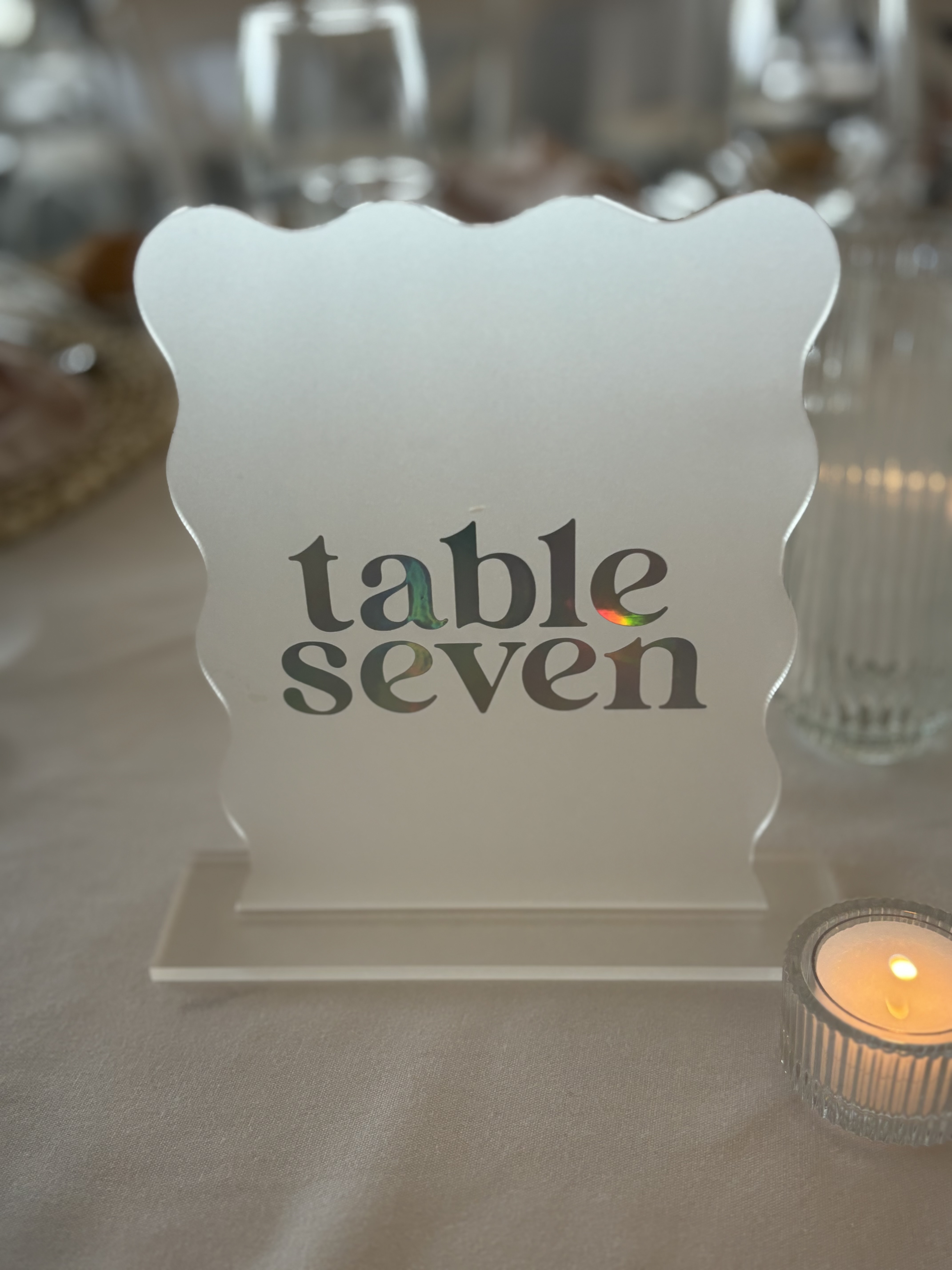 Hire Acrylic shaped table numbers 