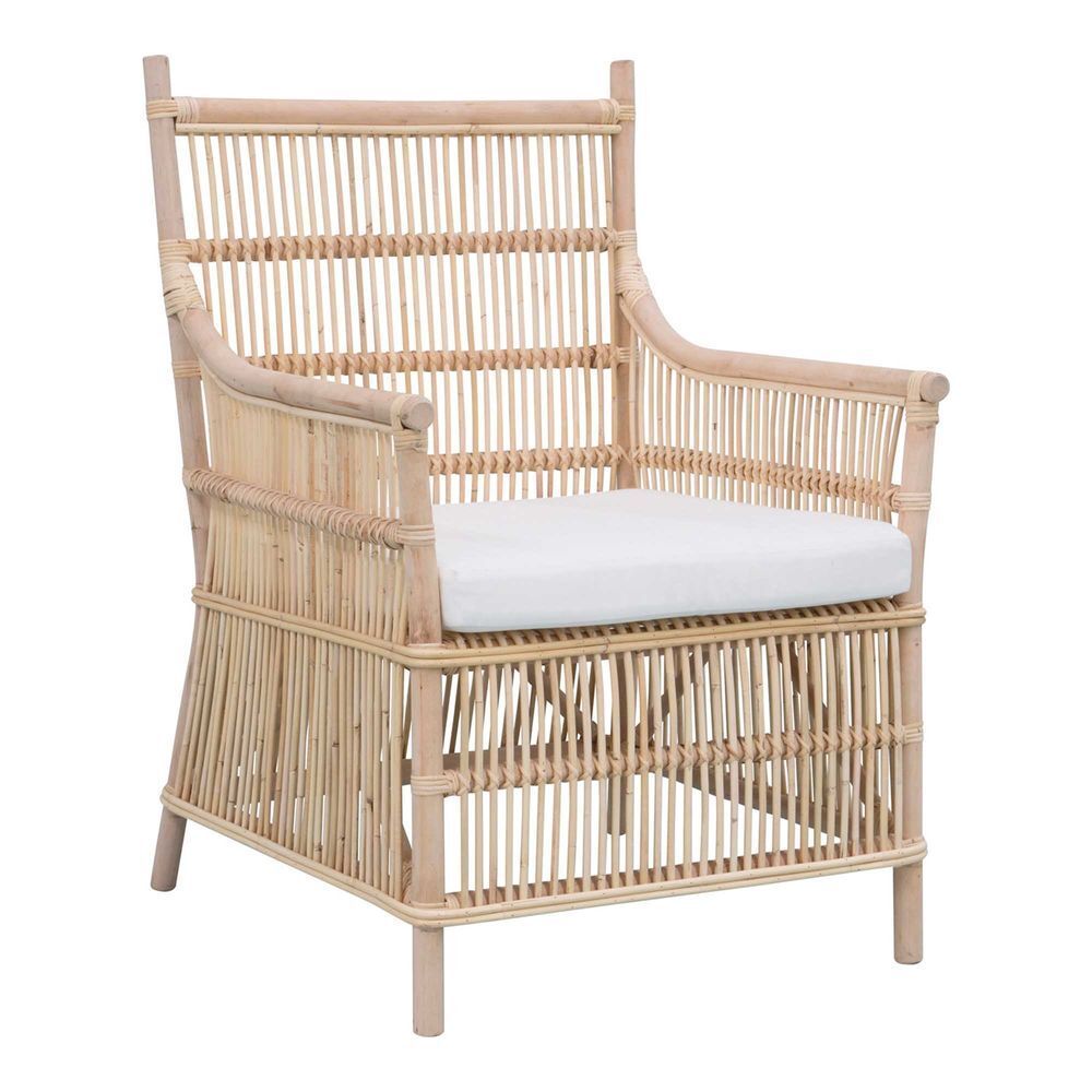 Hire Natural wicker armchair with cushion 